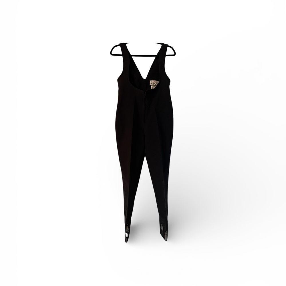 Obermeyer vintage Classic Black Wool Blend SkiSuit with Stirrups
